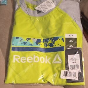 Reebok Lime Green and Blue Tank Top
